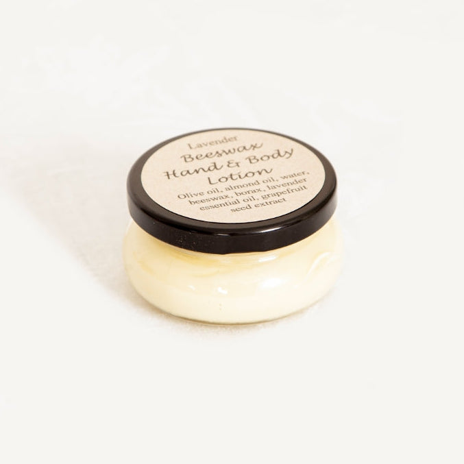 Jar of lavender beeswax hand and body lotion 